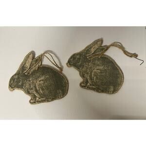 Set of 2 Rabbit Ornaments. KK385